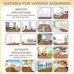 Dalles de terrasse extérieures en bois massif carbonisé, dalles de terrasse emboîtables, dalles de terrasse en bois dur - Product Image 6