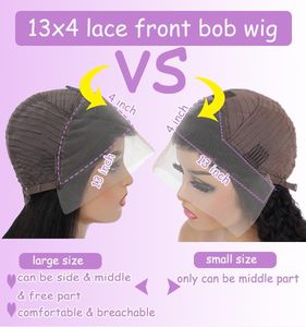 <span class=keywords><strong>Cheveux</strong></span> humains brésiliens densité 200 # Perruque courte brune chocolat, coupe bob, lisse comme des baguettes, avec dentelle transparente HD 13x4 pour femmes - Product Image 5