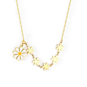 Delicado Collar de Mujer con Colgante de Margarita, Chapado en Oro PVD de 14k y 18k, Acero Inoxidable 316L, Joyería Fina - Product Image 5