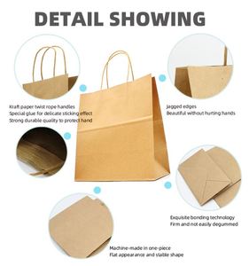 <b>Biodegradable</b> Recycled Custom Printed logo Kraft Paper Bags Luxury Brown Gift Shopping Clothing <b>Packaging</b> Fast Food Pepar Bag - Product Image 6