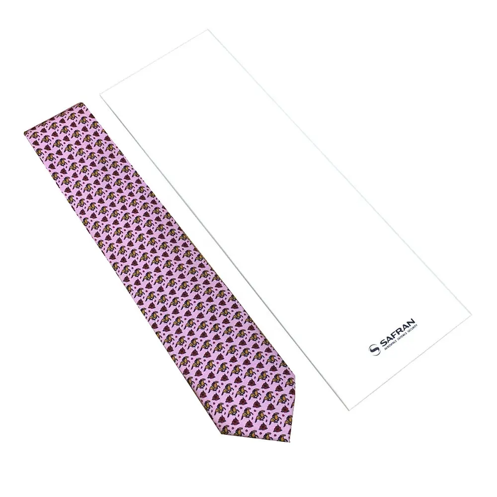 Fildişi kurulu kağıt yapımı özel Logo baskılı beyaz nakliye erkek boyun kravat zarflar ambalaj ipek baskılı at kravat zarf
