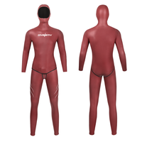 DIVESTAR Wetsuit Freediving Anti Air Super Stretch Berwarna Merah dengan Lapisan SCS-skin Tebal 2mm 3mm, Custom Print, untuk Wanita dan Pria
