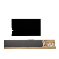 Meuble TV Contemporain Style Ferme, Unité TV de Luxe, Console Multimédia Design, Meuble TV Moderne pour Salon avec Étagères, Finition Chêne Gris 65