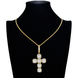Wholesale 87mm Oversized Cross Solid Copper Pendant <strong>Necklace</strong> Hip Hop Style Full Zircon for <strong>Men</strong> Women's Engagement Wedding <strong>Rope</strong> - Product Image 1