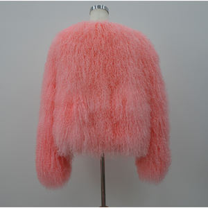 Vente en gros d'usine, <span class=keywords><strong>manteau</strong></span> en fourrure véritable pour femmes, col rond court, couleur personnalisée, fourrure moelleuse et bouclée, veste en fourrure de mouton de Mongolie pour l'hiver - Product Image 5