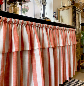 Voilage rayé américain pour fenêtre de cuisine, rideau de porte, avec liens, en tissu décoratif - Product Image 2