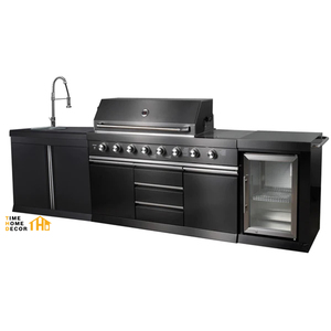 Designer di campeggio esterno <span class=keywords><strong>cucina</strong></span> nera e bancone con frigorifero e lavello Patio esterno <span class=keywords><strong>cucina</strong></span> assemblaggio - Product Image 1