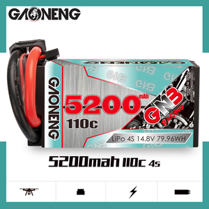 แบตเตอรี่ LiPo GNB GAONENG 5200MAH 14.8V 110C 220C 4S 4S2P แบบ Shorty Pack สำหรับรถแข่ง RC ขนาด 1:10 พร้อมสายเคเบิลและกล่องแข็งแบบ XT90  รับสั่งทำตามแบบ OEM - Product Image 5