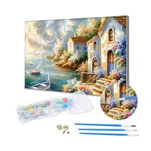 Diamond Supply Beach House Paint By Numbers Kits On Canvas Frame Diy Digital Oil Painting Home Decoration Items