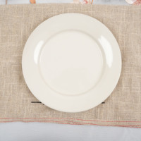 Assiettes à dîner en grès personnalisées et originales, ensembles d'assiettes en céramique de luxe avec bord large pour restaurant