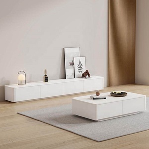 Table basse en bois massif de style français, meuble <span class=keywords><strong>TV</strong></span> avec rangement, design moderne pour salon, petit appartement, à poser au sol/mur - Product Image 4