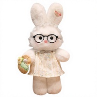 Nouvelle Poupée Lapin en Peluche Yunen avec Lunettes et Robe Florale, Compagnon pour Enfants, Cadeau d'Anniversaire pour Filles