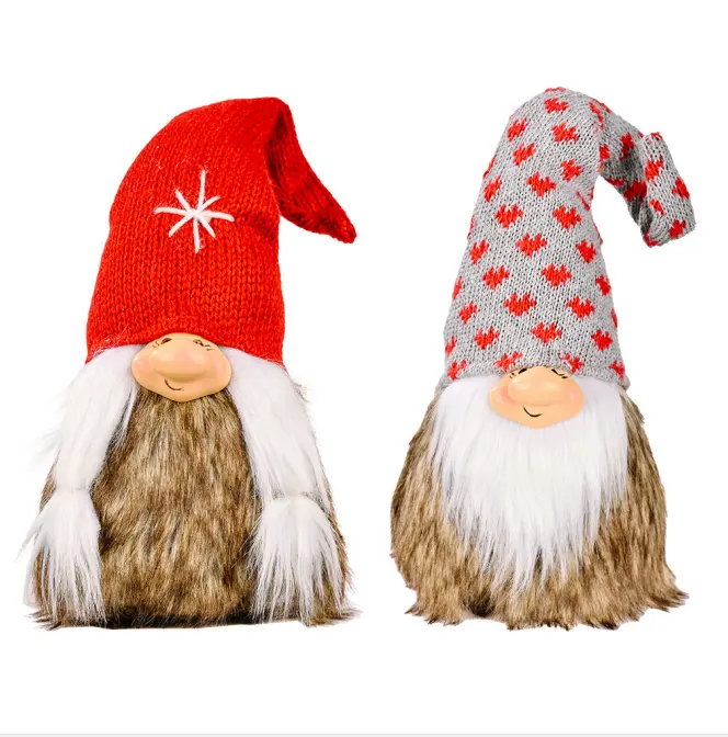 Topi Rajut Boneka Natal Gnome Baru 2021New Topi Melengkung Merah Buatan Tangan Putih Boneka Gonks Natal Kerdil Swedia Rudolph