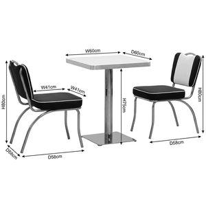 Juego de Mesas y Sillas de Restaurante Estilo Diner Retro Vintage, Juego de Mesa y Sillas con Estructura Metálica Resistente y Ecológica <span class=keywords><strong>para</strong></span> <span class=keywords><strong>Restaurantes</strong></span> - Product Image 1