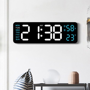 Horloge murale numérique géante électronique à LED avec alarme, décoration lumineuse rectangulaire moderne pour la maison, la salle de réception d'une grande église, la date et l'heure - Product Image 1