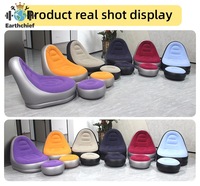 Ensemble de canapé gonflable avec repose-pieds, fauteuil gonflable floqué pour salon, mobilier d'appoint gonflable, fauteuil inclinable à dossier gonflable