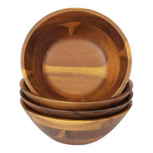 Tazón para Servir Ensaladas y Frutas, Hecho a Mano, de Madera Pulida, Ecológico, Biodegradable, Duradero, Apto para Lavavajillas, Moderno, para Hogar y Hotel - Product Image 1