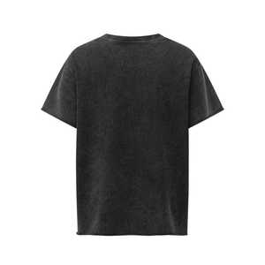 Camiseta Urbana Personalizada, Negra, Lavada, Estilo Vintage, Oversize, con Bordado Estilo <span class=keywords><strong>Death</strong></span> Metal y Agujeros - Product Image 2