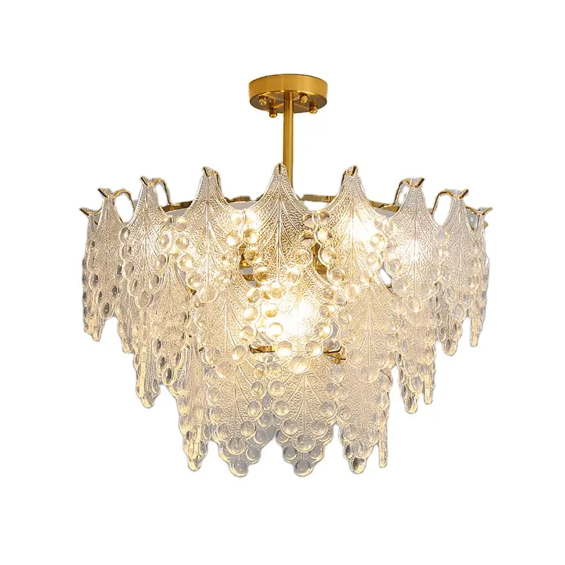 Postmoderne einfache Licht Luxus Kronleuchter Wohnzimmer Lampe Französisch Retro Schmiedeeisen Glas Shell Kristall Schlafzimmer Zimmer Lampe