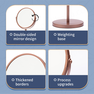 Escritorio redondo de doble cara 7 pulgadas maquillaje de tocador espejo giratorio 360 espejo de Metal de mesa - Product Image 3