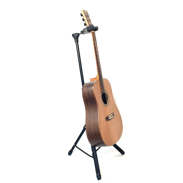 Single Guitar Gravity Stand with Counterweight System Prevents Accidental Falls Iron/Plastic/Rubber Adjustable Height 80-120cm