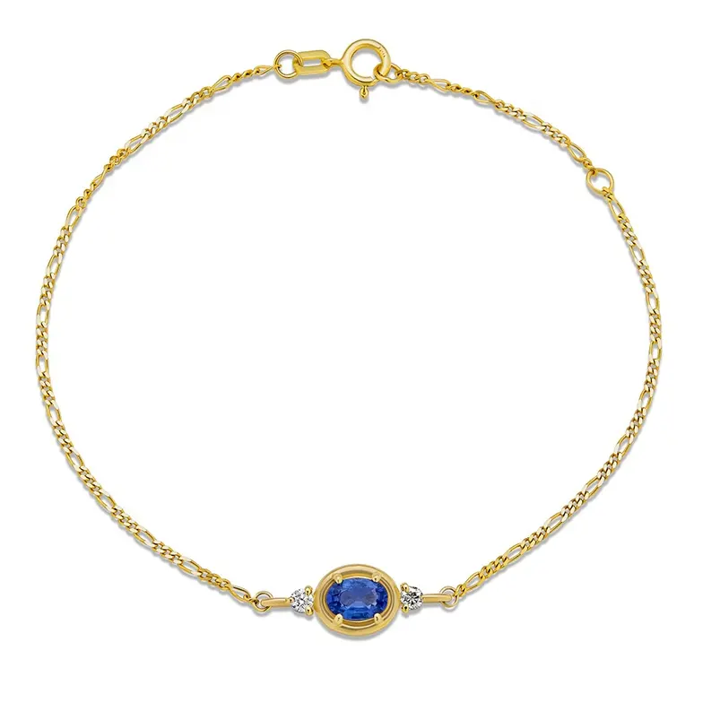 Gemnel zugänglicher Preis Großhandel Saphir Diamant Bonbon Link Figaro Kette Armband