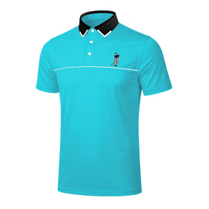 Polo à manches courtes pour homme, coupe classique, couleur unie, en tissu tricoté à séchage rapide, bleu ou personnalisé, avec motif de golf brodé, vente en gros - Product Image 4
