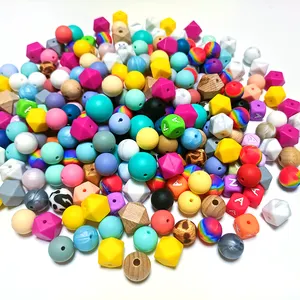 BPA gratis 15mm manik-manik 137 warna dalam stok untuk membuat perhiasan dan Diy aksesoris rantai dot manik silikon bulat