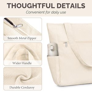 กระเป๋าผ้าลูกฟูกมีหลายกระเป๋าและซิปเหมาะสำหรับใช้ในชีวิตประจำวันในยิมและวันหยุด - Product Image 4