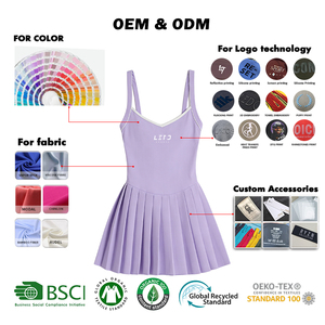 Robe de <span class=keywords><strong>tennis</strong></span> personnalisée pour femmes, taille haute, athlétique, sans manches, avec short intégré, jupe de <span class=keywords><strong>tennis</strong></span> pour le badminton - Product Image 1