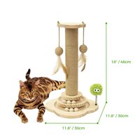 Sisal-Kratzbaum mit Ballbahn und Aussichtspunkt, 4-in-1 Interaktiver Katzenständer mit Pompon-Spielzeug für Wohnungskatzen