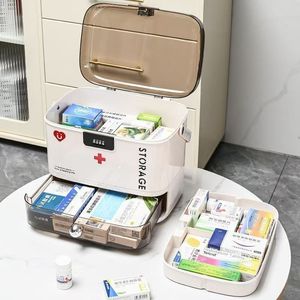 Home Use Medicine Box Large Capacity Multi Layer Transparent Portable Storage Case With Combination Lock For Family First Aid - Product Image 3