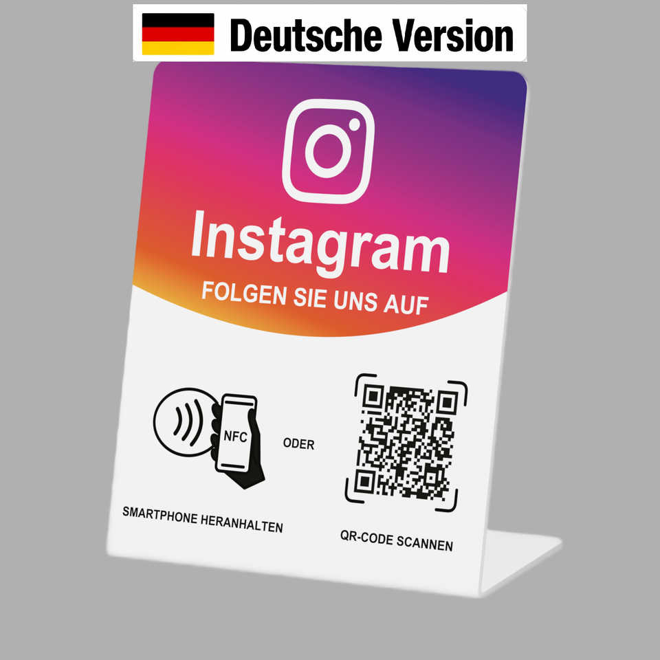 German QR Code and NFC Table Stand German Version Custom Logo Folded ...