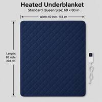 Matelas chauffant électrique en polaire corail lavable en machine, taille Queen 60x80 pouces, 10 réglages de chaleur, arrêt automatique