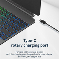 Clavier magnétique fin pour iPad avec rétroéclairage 7 couleurs, pavé tactile intégral multi-touch, coque en cuir PU et alliage d'aluminium, saisie vocale