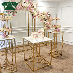 Silver Stainless Steel Modern Square Wedding Cake <b>Stand</b> <b>Plinth</b> Set for Living Room Home Furniture - Product Image 6