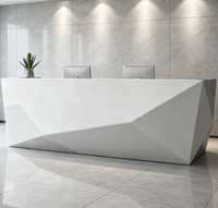 Bureau d'accueil géométrique minimaliste personnalisé avec éclairage LED – Comptoir moderne pour bureau, hall d'hôtel, immeuble d'entreprise