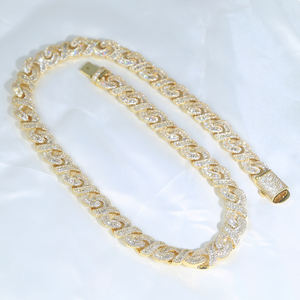 Cadena de eslabones cubanos con zirconia cúbica, cadena de eslabones enchapada en dos tonos, estilo hip hop, punk, para mujeres y hombres - Product Image 3