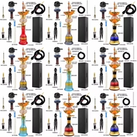 Ensemble de chicha classique de luxe en laque dorée avec tige en acier inoxydable, coffret cadeau durable