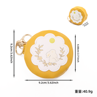 Porte-monnaie rond en forme de lapin de dessin animé, mini portefeuille portable en cuir PU avec porte-clés, sac de rangement multi-usage pour les voyages quotidiens