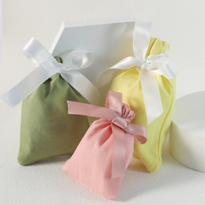 Custom Logo Small Earring Bracelet Necklace Jewelry Recyclable Organic Cotton Canvas Dust Packaging Pouch Gift Glasses <b>Rings</b> - Product Image 6