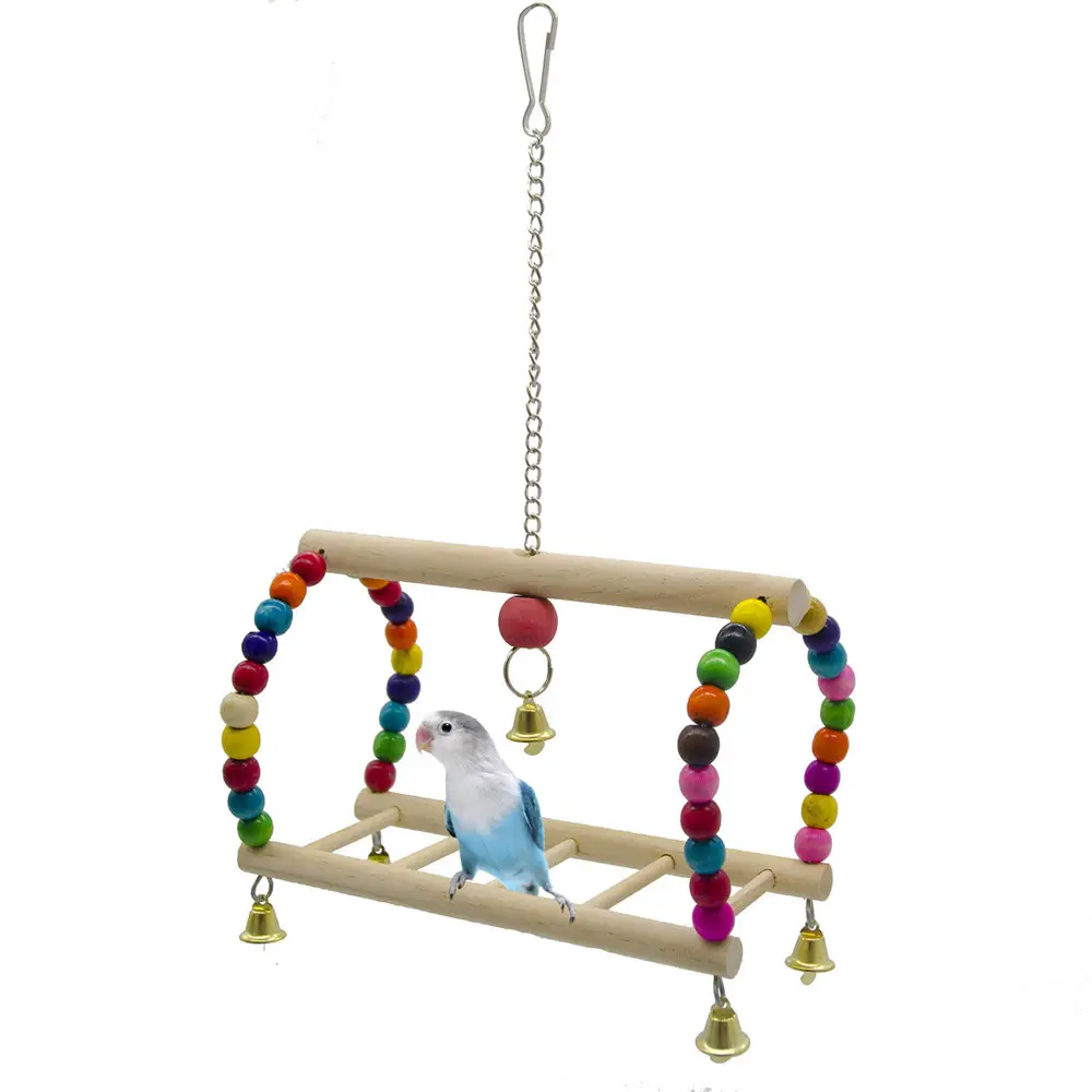 Balançoire d'oiseau en perles naturelles pour enfants, multicolores, suspensions, hamacs, perles en bois, jouets, hamac pour parkkees bouddhistes