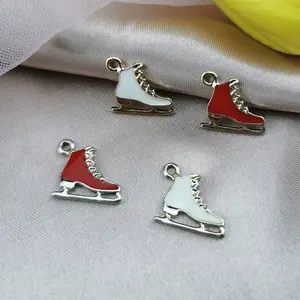 Christmas Skates Enamel Charms Pendant Metal Drop Oil Shoes Dangles DIY Fashion Jewelry Bracelet Floating Xmas Decor