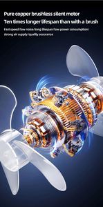 พัดลมตั้งพื้นแบบพกพา ใช้พลังงานแสงอาทิตย์ ชาร์จไฟได้ พร้อมไฟ LED สีขาวเย็น เหมาะสำหรับการตั้งแคมป์ - Product Image 5