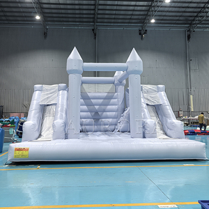 Nhà trả lại màu xanh <span class=keywords><strong>2025</strong></span> cho thuê bơm hơi PVC bên Bouncer với trượt đôi và hố bóng - Product Image 3