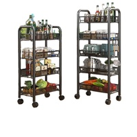 Chariot utilitaire en métal pour cuisine, 4/5 niveaux, empilable, en maille métallique, pour le rangement des fruits et légumes, avec roulettes