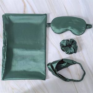 Wholesale Factory Silk-like Satin Light-blocking Eye <b>Mask</b> & Pillowcase 4pcs-Set with Scrunchies Hair Accessories Gift Box - Product Image 3