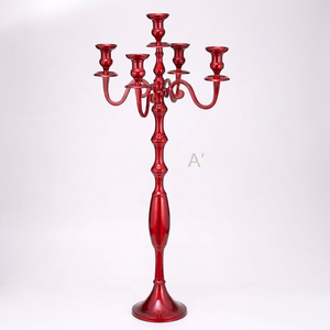 Iron Aluminum Metal Candelabra 5 Arms 103cm Tall <b>Red</b> Heat Resistant Flameless Handmade Home Decoration Event Party Z M CREATIONS - Product Image 1