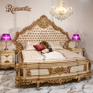 Роскошный набор для кровати из массива дерева в европейском стиле, деревянные резные тканевые пуговицы, элегантный дизайн, каркас для кровати - Product Image 1