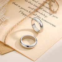 Simple 5mm bague en argent Sterling 999 Couple lisse plaine bague pour femmes hommes bijoux de mariage fins